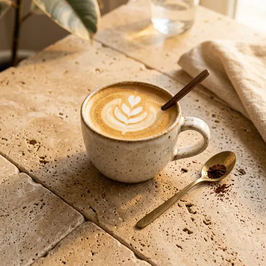 Brand reference: ceramic cup on stone
